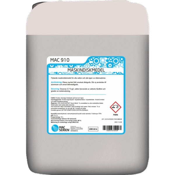 Maskindiskmedel flyt. MAC 910 10L (1/st)